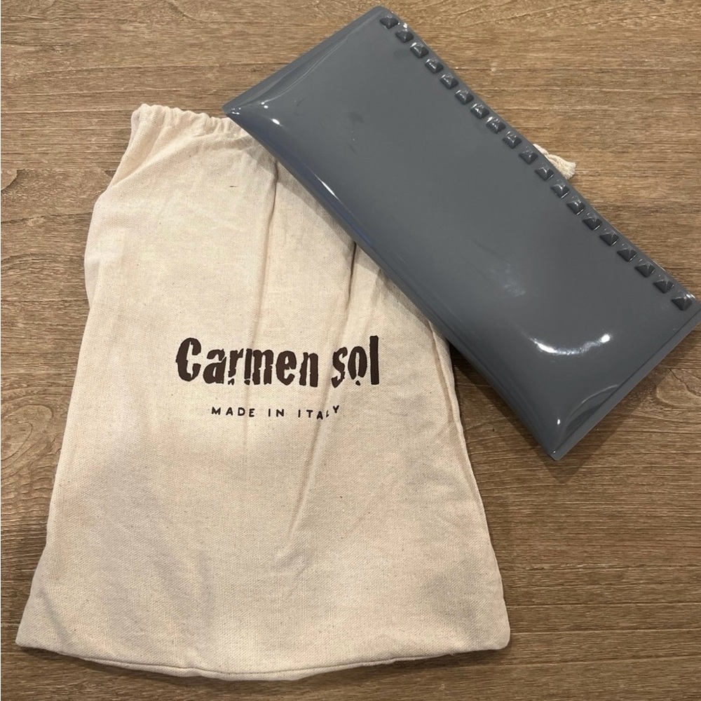 Slate Gray Studded Leather Clutch